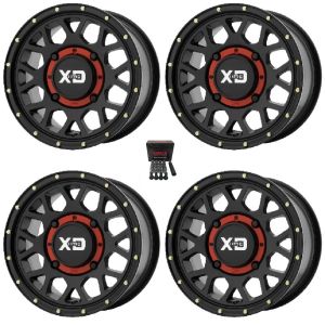 KMC XS135 Grenade 14x10 Wide Wheels Black Can-Am Commander Maverick Renegade Outlander Defender