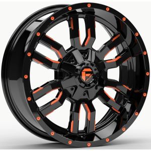 Fuel Sledge 20x7 ATV/UTV Wheel - Gloss Black/Orange (4/156) 4+3 [D6612070A543]