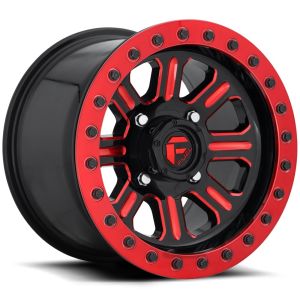 Fuel Hardline Beadlock 15x7 ATV/UTV Wheel - Gloss Black/Red (4/137) 5+2