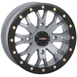 System 3 SB-4 Beadlock 14x7 ATV/UTV Wheel - Cement Grey (4/137) 6+1 [14S3-3337]