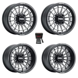 MetalFX Delta Contrast Cut 15x10 Wide Wheels Black Kawasaki Mule Pro FXT