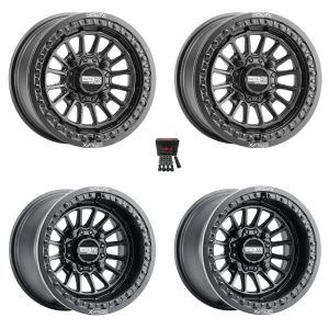 MetalFX Delta Beadlock 15x7/15x10 Wheels Black Can-Am Maverick X3 / Honda Pioneer 1000