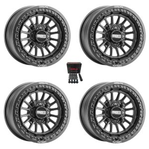 MetalFX Delta Beadlock 15x10 Wide Wheels Black Kawasaki Mule Pro FXT