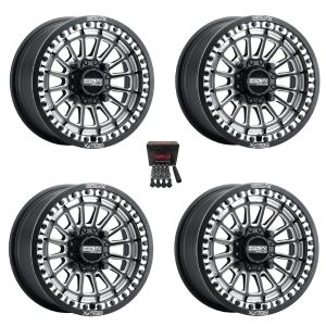 MetalFX Delta Beadlock Contrast Cut 15x10 Wide Wheels Bk Kawasaki Mule Pro FXT