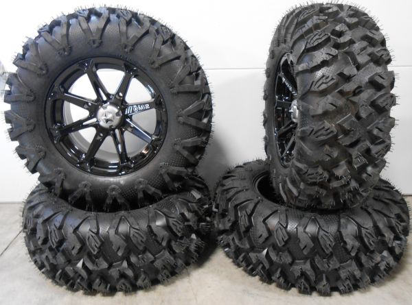MSA Black Diesel 14" ATV Wheels 27" MotoClaw Tires Sportsman RZR Ranger
